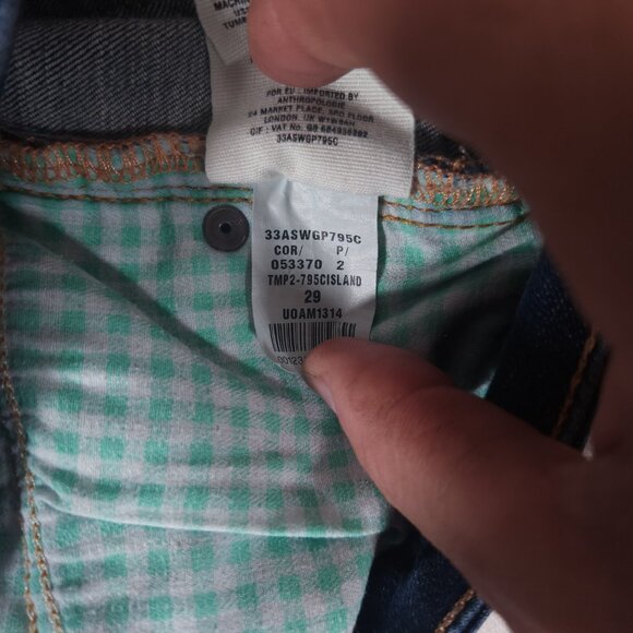 Pilcro and the Letterpress Stet Slim Leg Blue Jeans Womens Size 29 FLAWS - Picture 15 of 16